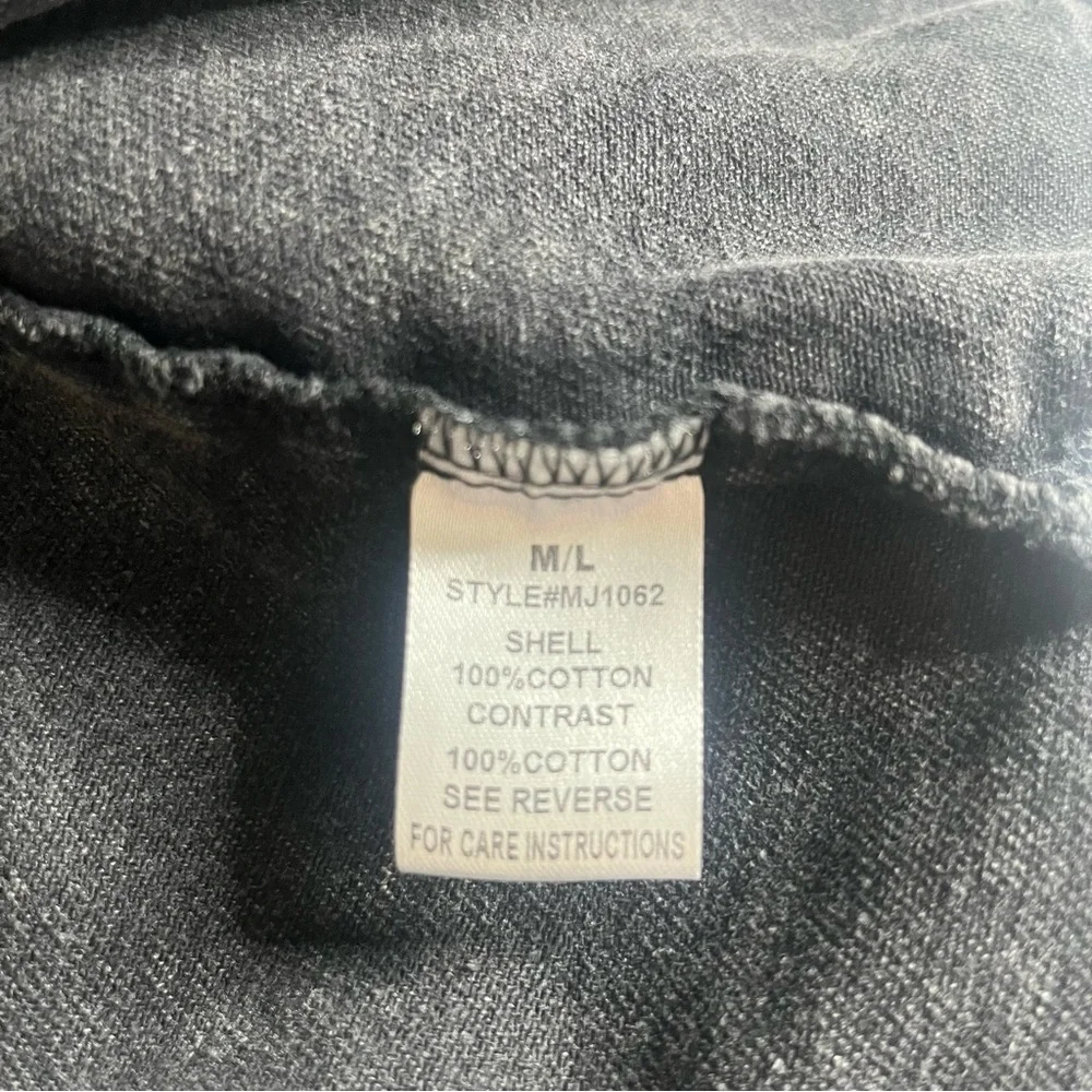 Oli & Hali Black Gray Mineral Washed Checkered Taw Edge Denim Shacket Sz M/L - Picture 6 of 9